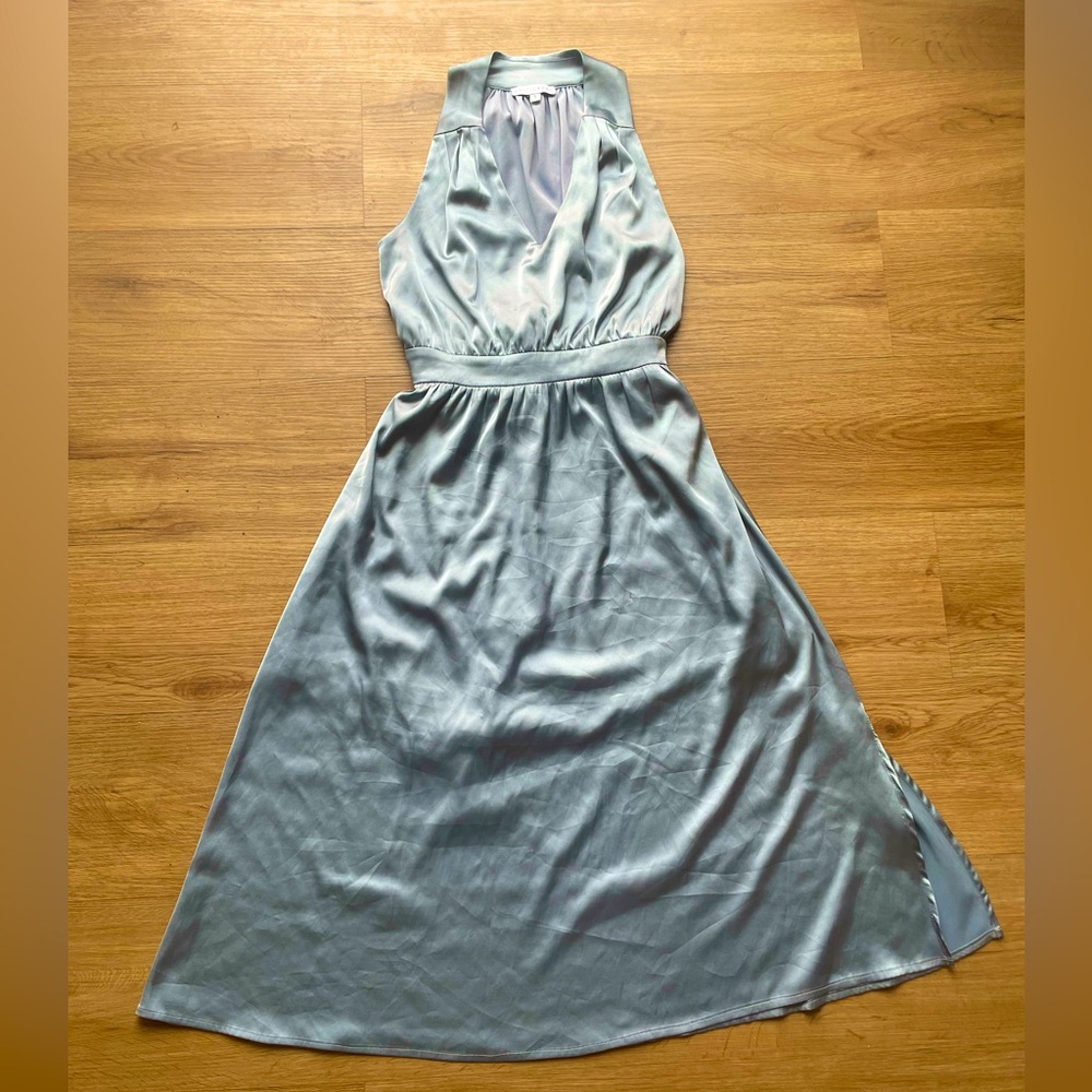 Baltic Born Silvery Blue A-Line Silky Dress